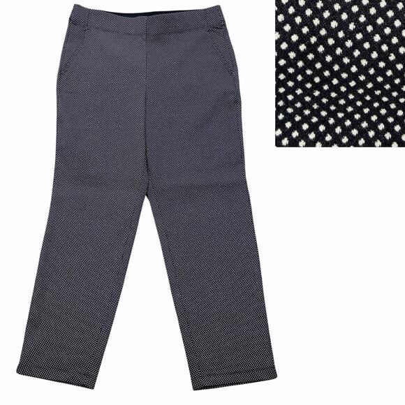 Max Studio Knit Pants Sz XL Black White Plaid Stretch Pull On Trousers - Picture 1 of 12